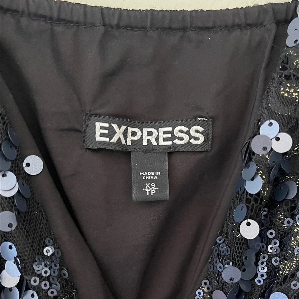 Express Black/Navy Sequin Mini Dress - Picture 3 of 5